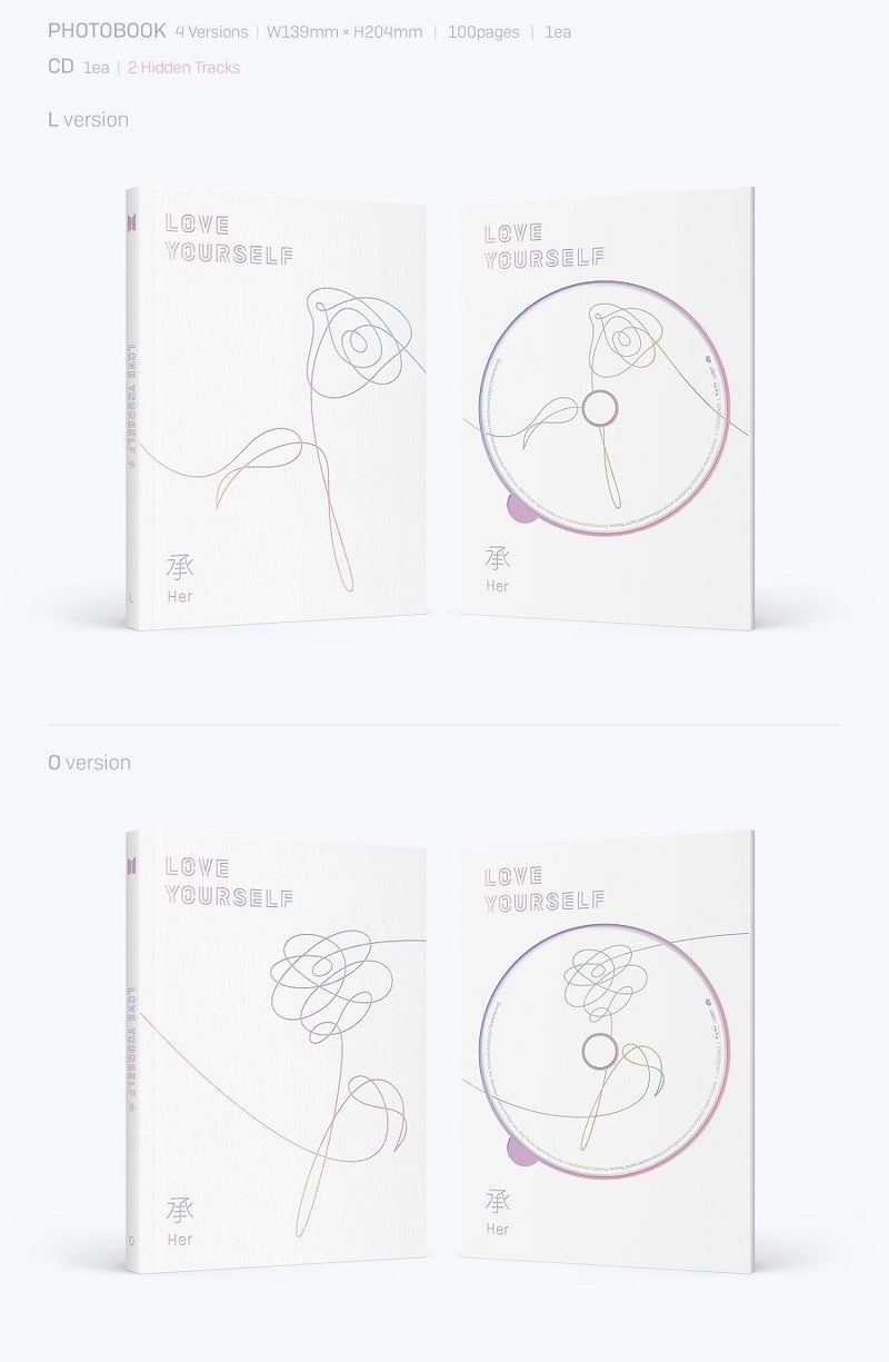 Bighit BTS - LOVE YOURSELF æ‰¿ [Her] [Random ver.] +Photobook+Photocard+Official Poster+Extra Photocard - Image 2